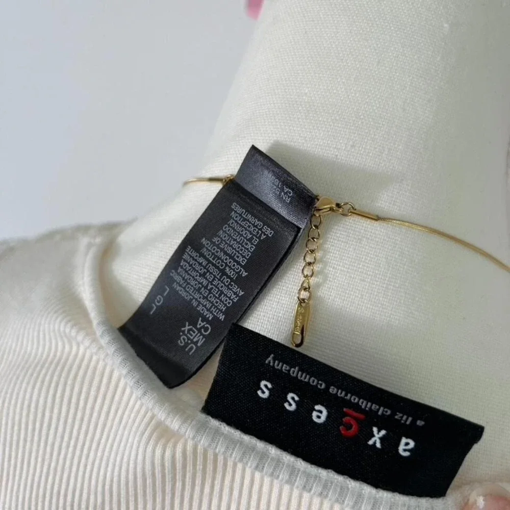 Vintage Y2K Axcess White Babydoll Lace Trim Ribbed‎ Tank Womens Large - Picture 5 of 5